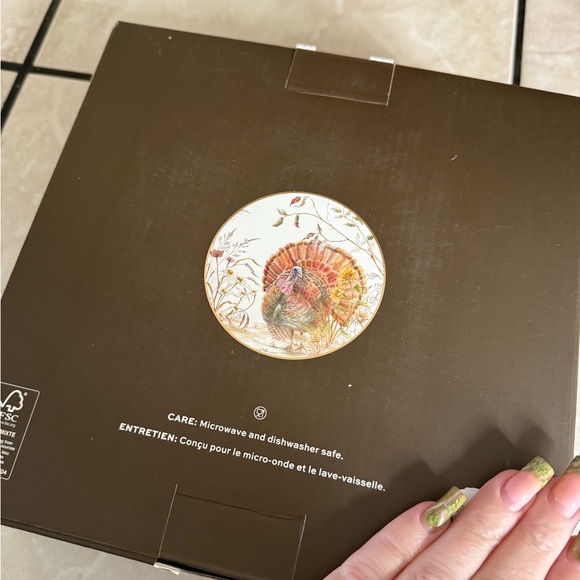 NEW Pottery Barn Bedford Harvest Autumnal Turkey Set Of 4 Salad Plates - Picture 3 of 3